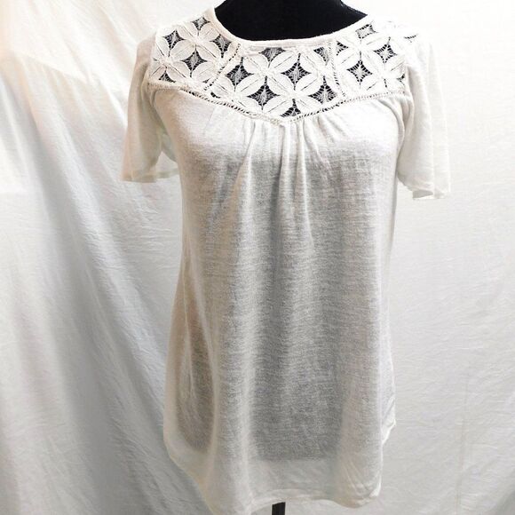 Ambra Italy M White Lace T-Shirt Blouse EUC - Picture 1 of 5